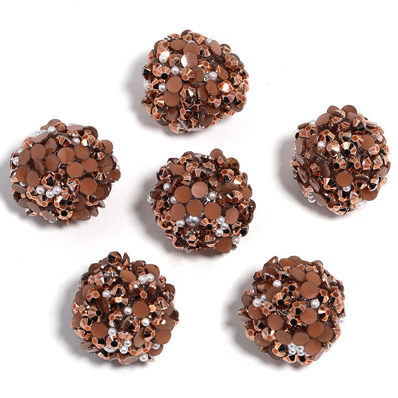 Wholesale 10PCS Colored Rhinestone Pearl Through Hole Acrylic Soft Sugar Beads